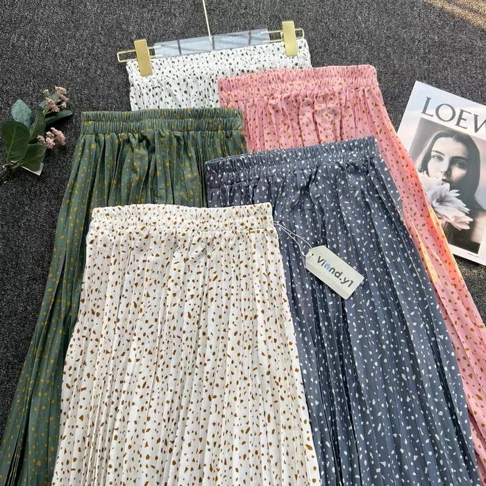 Rok Plisket Premium Motif Bintik - Rok Plisket Motif Rintik - Rok Plisket Korea Premium - Rok