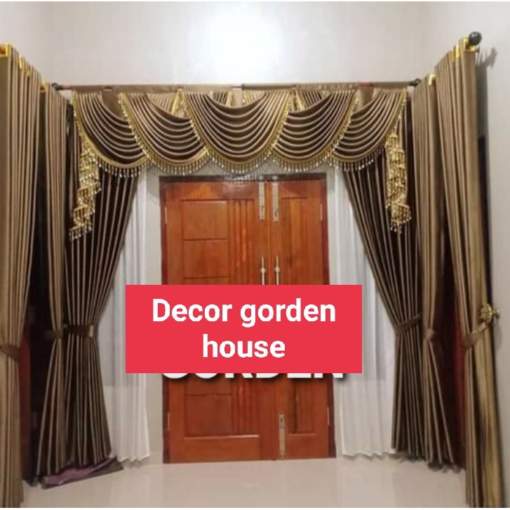 gorden jendela 1 set lengkap/REQUES WARNA/COSTUM/gorden poni gelombang/gorden mewah/gorden jendela