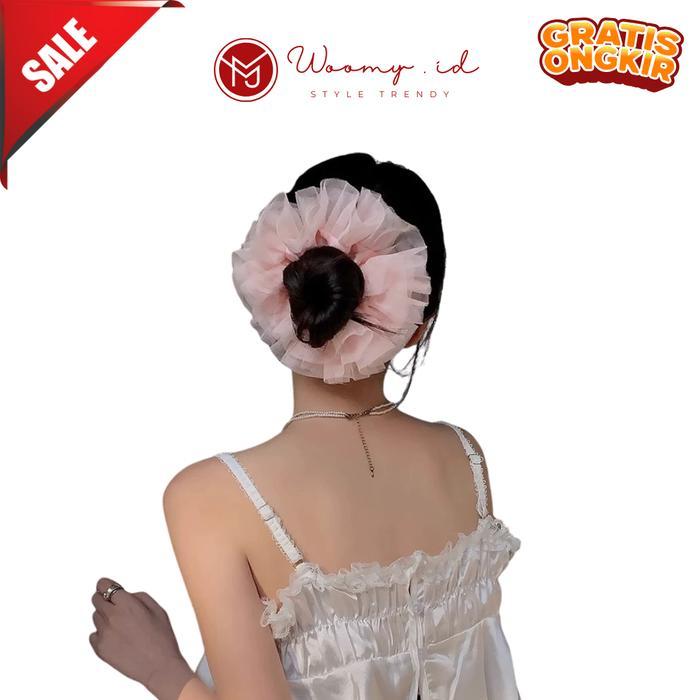 WM IR659 Ikat Rambut Penambah Volume Hijab Anti Pusing Cepol Hijab Scrunchie Medium Bahan Tile Cepol