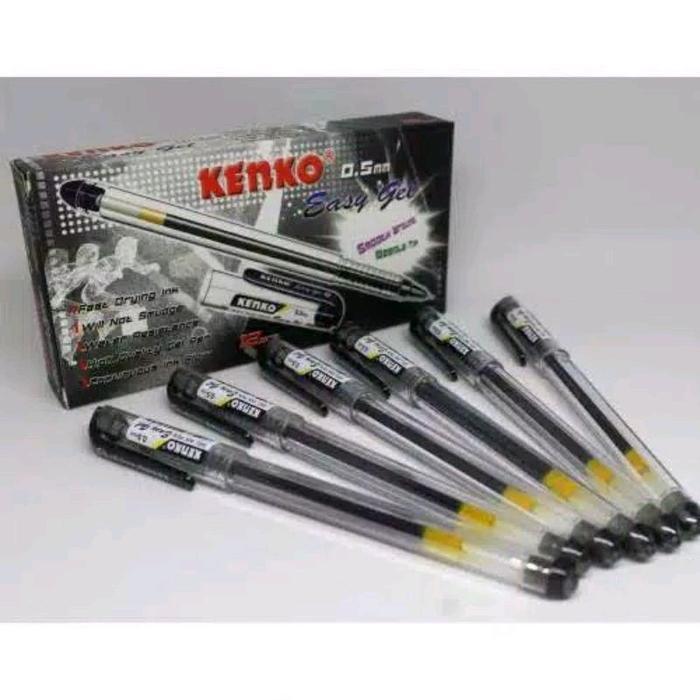 Stok Baru PULPEN KENKO EASY GEL 0.5/PULPEN TINTA KENKO EASY GEL O.5 MM Hitam Biru