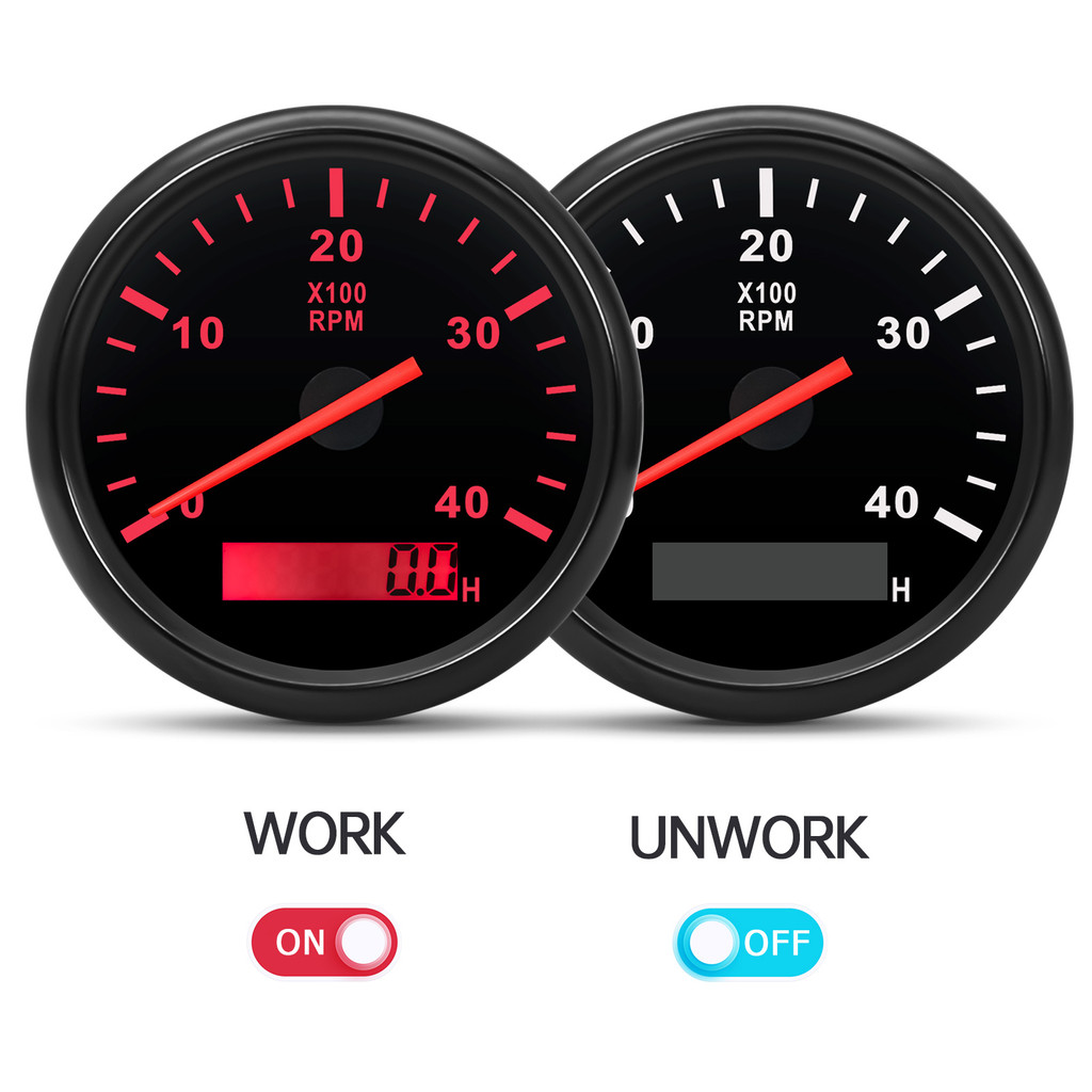 4000RPM 85MM TACHOMETER WITH LED DIGITAL HOURMETER 12V/24V MARINE BOAT OUTBOARD DIESEL ENGINE MOTOR