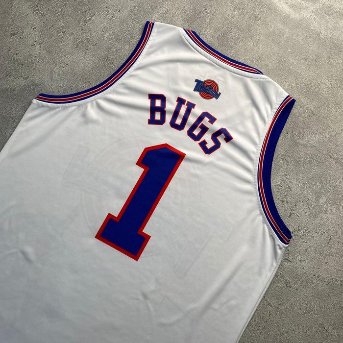 "New" [ORIGINAL] Jersey Basket Bugs Tune Squad Tunesquad Space Jam #1 PUTIH - Swingman Bola Basket