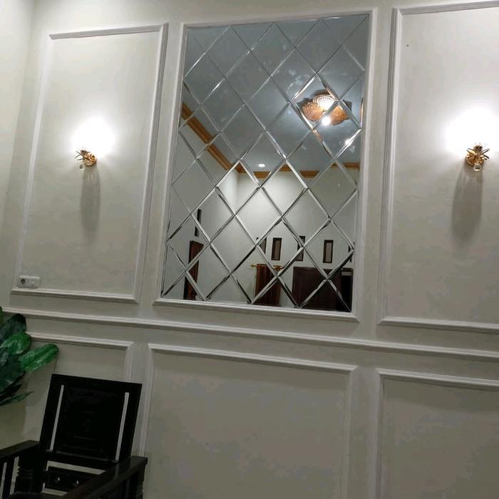 CERMIN BEVEL ASLI,UK 120X100CM Kaca cermin bevel