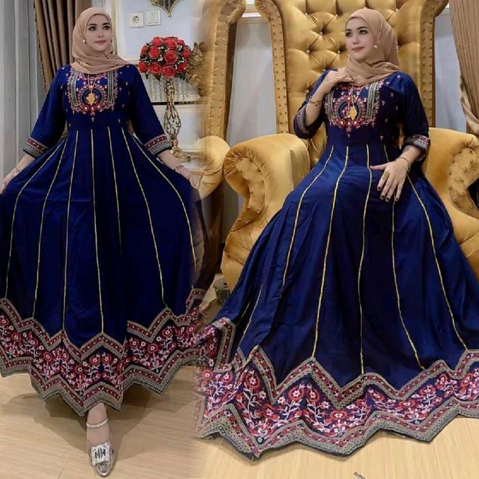 Gamis Hindi Bordir Terimeri Bahan Katun Twill
