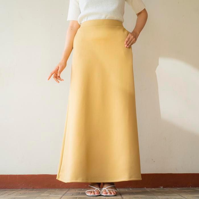 HaymeeIDN - Rok Scuba Premium Flare Skirt Premium Line A Formal Look Skirt Scuba Import A-Line Fit