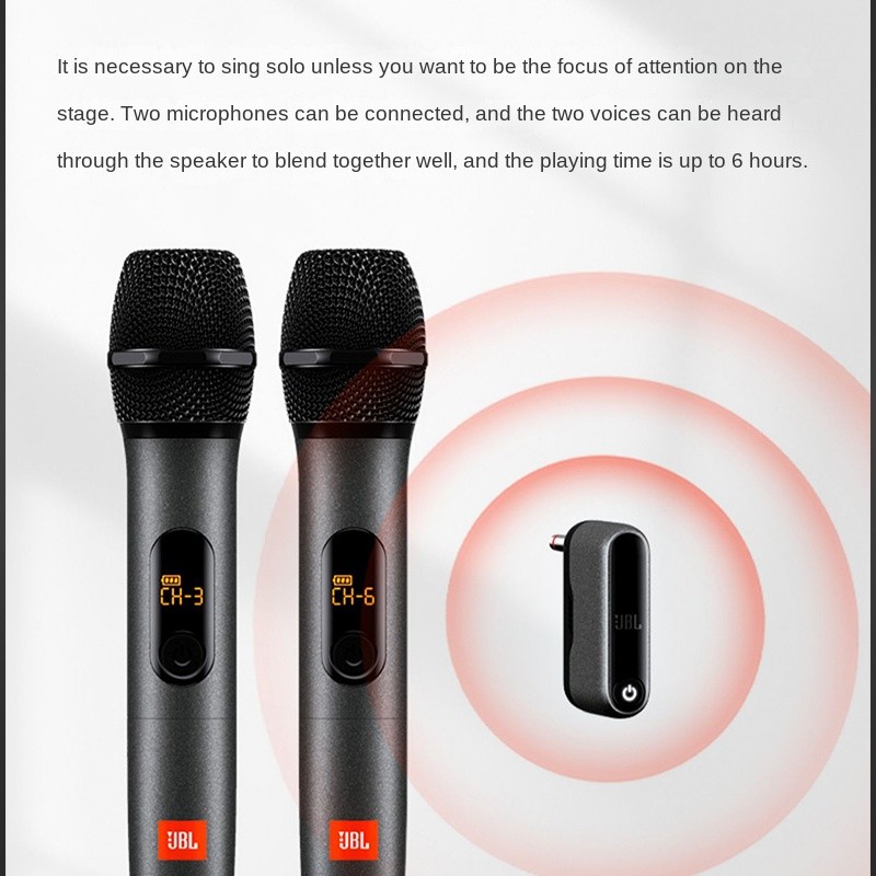 JBL WIRELESS MICROPHONE Handheld Wireless Dual Microphone UHF Dual Channel 6.3 Interface Studio