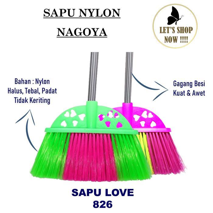SAPU NYLON NAGOYA MOTIF LOVE - SAPU NILON LOVE NAGOYA GAGANG BESI - SAPU LANTAI NAGOYA - SAPU SENAR