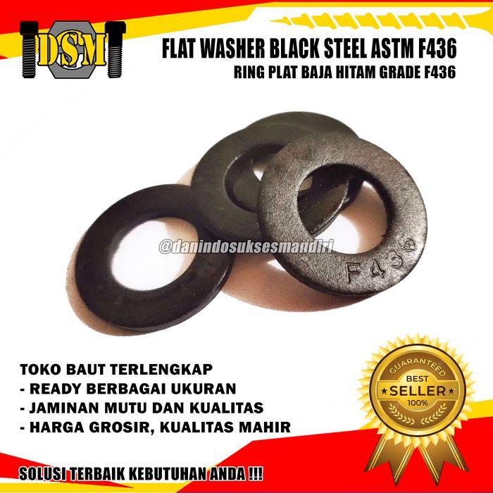 "New" (100 PCS) ASTM F 436 / Ring Plat Baja Hitam F436 Mutu Tinggi / Flat Washer Plated Black Steel
