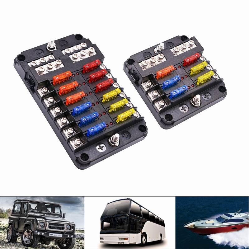 6/12 Ways Blade Fuse Holder Car Blade Holder Fuse Box With LED