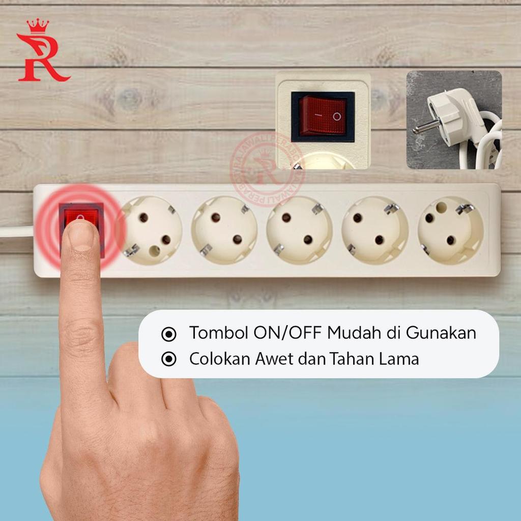 Stop Kontak Putih 3 meter 5 lubang  Terminal Listrik 5 Lubang