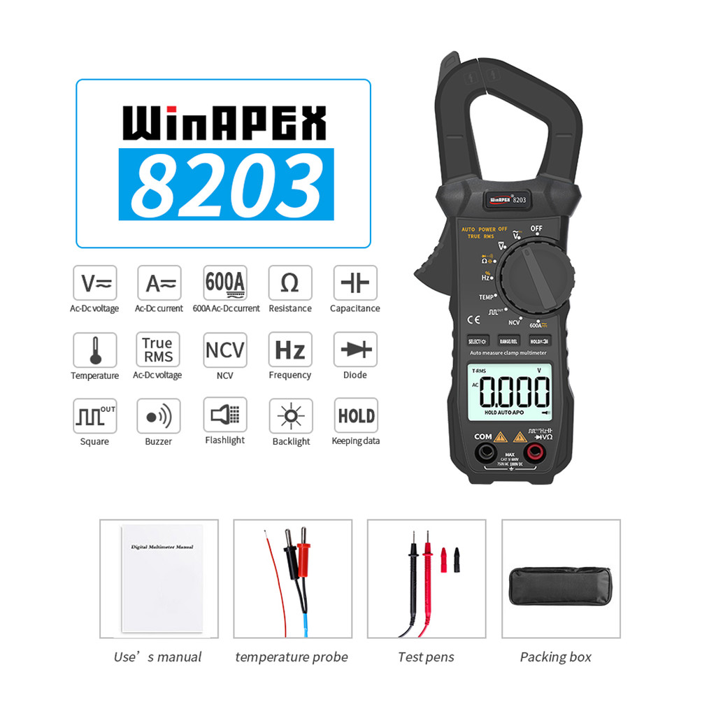 WinAPEX 8202/8203 Ac/dc Clamp Meter Digital Rms Current Clamp Meter Clamp Multimeter Ammeter