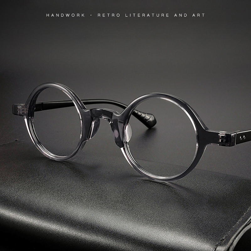 Kacamata Acetate Vintage Jepang Bingkai Bulat Besar untuk Pria dan Wanita