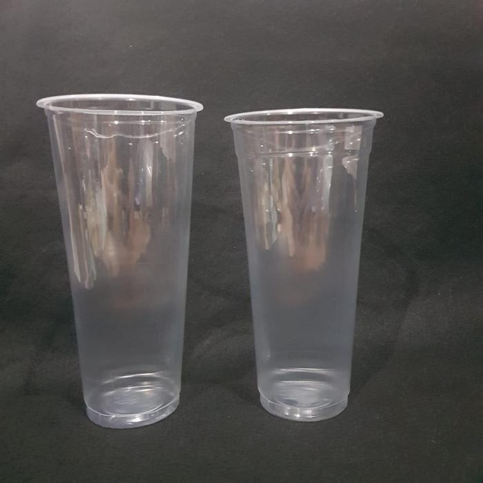 50pcs Gelas Plastik 22oz 24oz Slim Datar / Gelas Cup / Cup Plastik Slim Datar