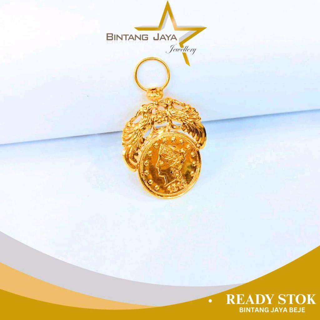 Liontin Emas Koin Liberty 1849 Sangkar - Kadar 15K - Berat 3,94gr (TMG)