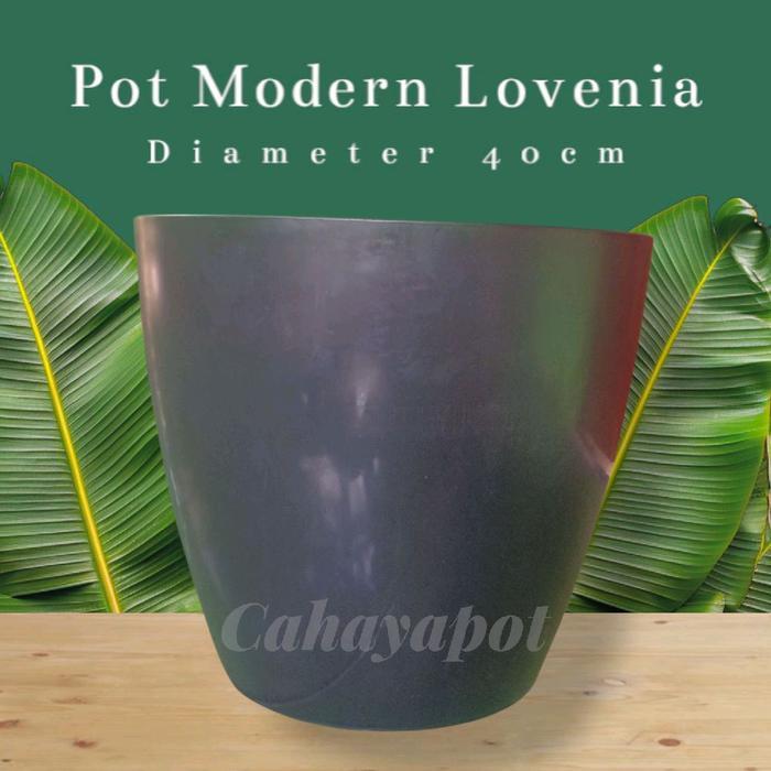 Pot Roda Lovenia Diameter 40cm Hitam - Pot Bunga - Pot Tanaman - Pot Modern Lovenia 40cm