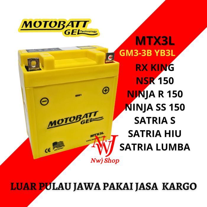 Aki Kering Motor Ninja R 150 Ninja Ss1 50 Mtx3L Motobatt Gm3 Yb3L Gel