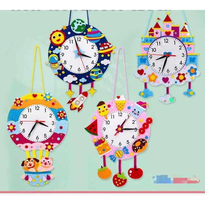 DIY Jam Dinding - Non woven Clock - Mainan Edukasi Anak - Prakarya Anak ready stock