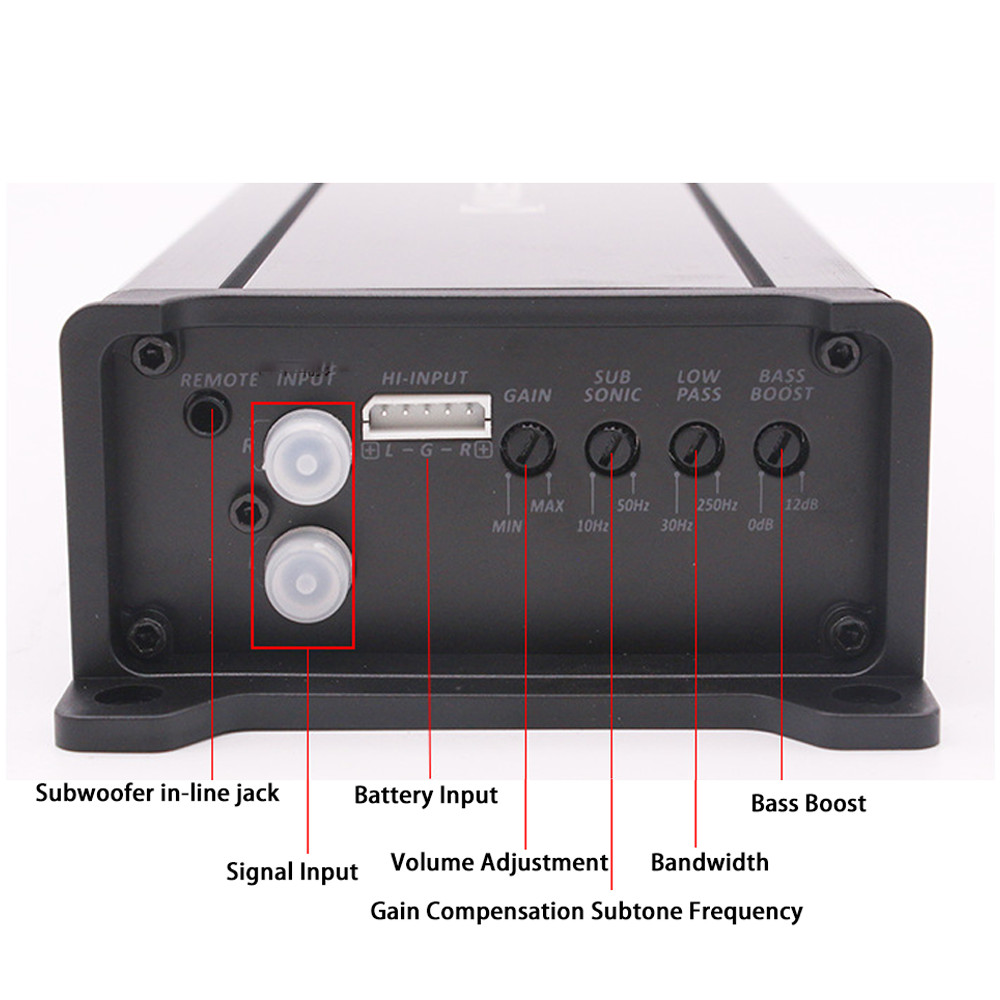 Single-Channel Digital Class-D Car Amplifier DC 12V 1000W High Power Car Power Amplifier Audio