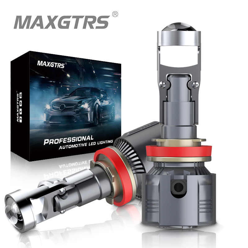 Maxgtrs H4 H7 Lensa Proyektor Led H8 H11 9005 HB3 9006 HB4 9012 Hir2 Bohlam Lampu Depan Mobil Canbus