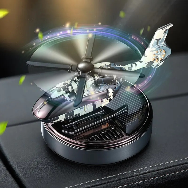 Solar Power Helicopter Air Freshener for Vehicle Home Decor