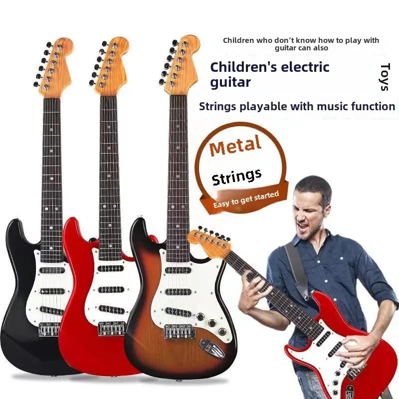 Children's electric guitar toy, small guitar bass music 6-string beginner instrument - rechargeable