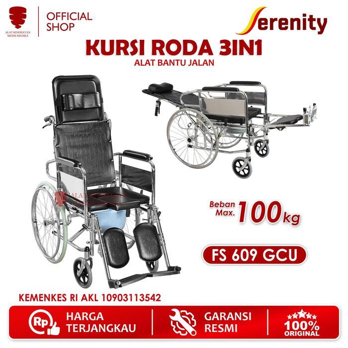 SALE Kursi Roda 3in1 Serenity FS609GCU Wheel Chair Tidur Duduk BAB 3 in 1 Medis TERMURAH