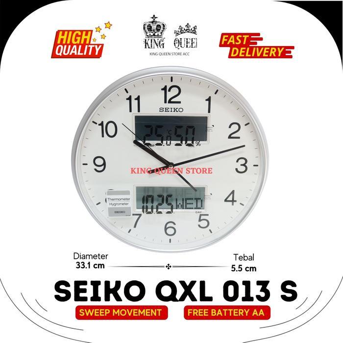 Jam dinding Seiko QXL013S - Quitesweep,thermometer,hygrometer