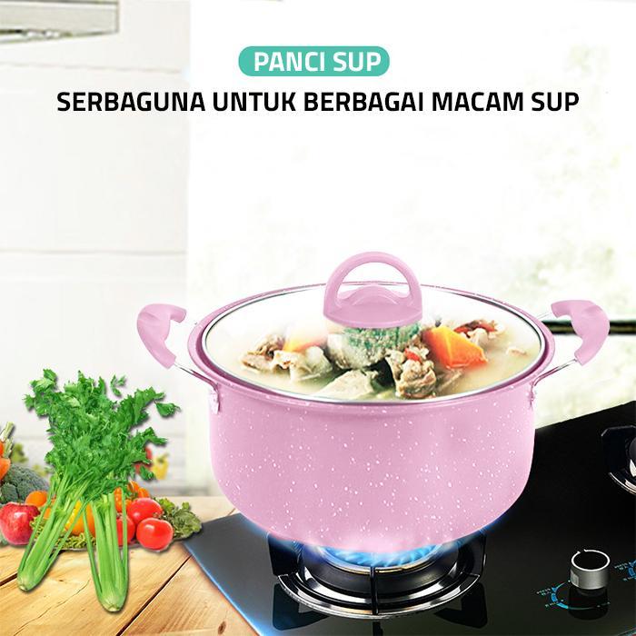 GM Bear Panci Wajan Teflon Pink Set isi 3pcs 1925 - Arria Panci Set