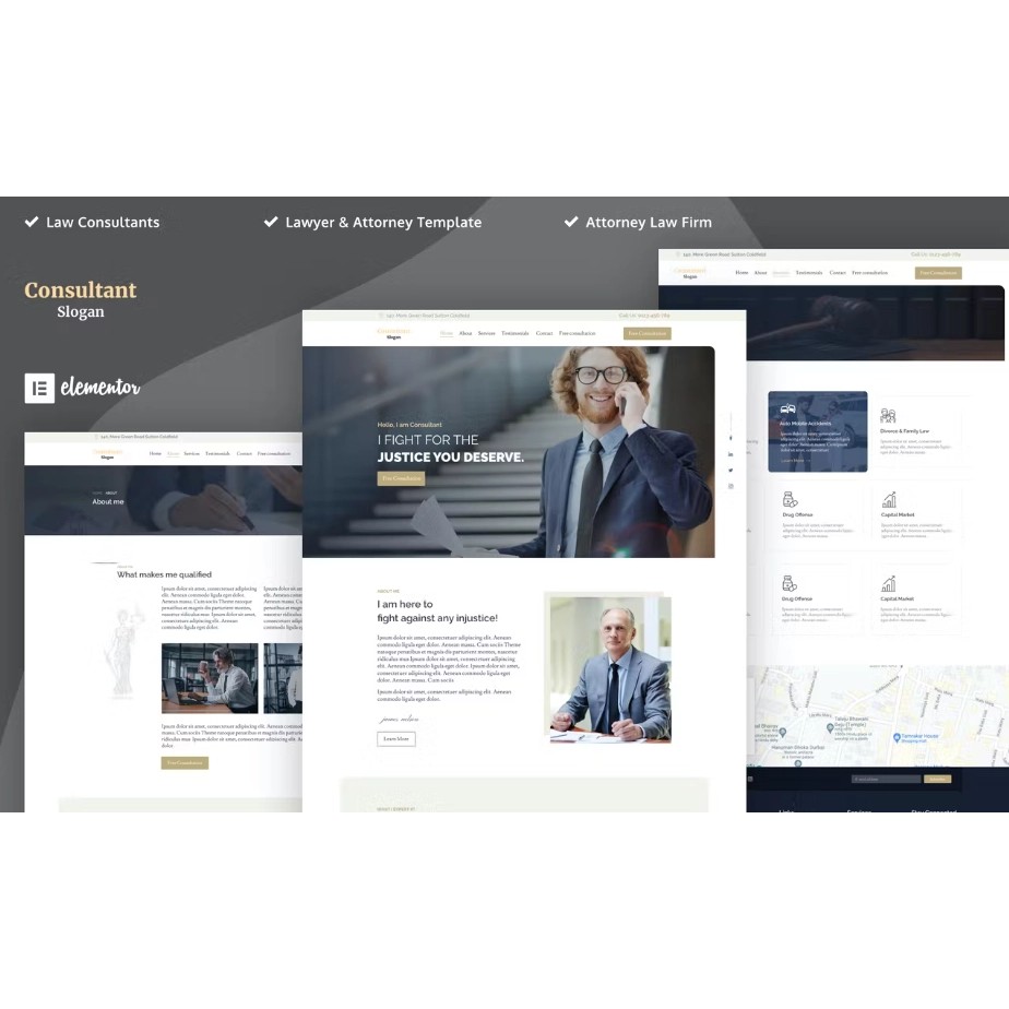 Consultants – Lawyer & Attorney Elementor Template Kits