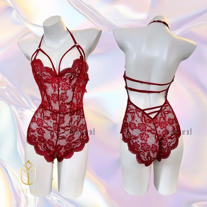 LINGERIE DEPE / JUMPSUIT DRESS WANITA RENDA TRANSPARAN