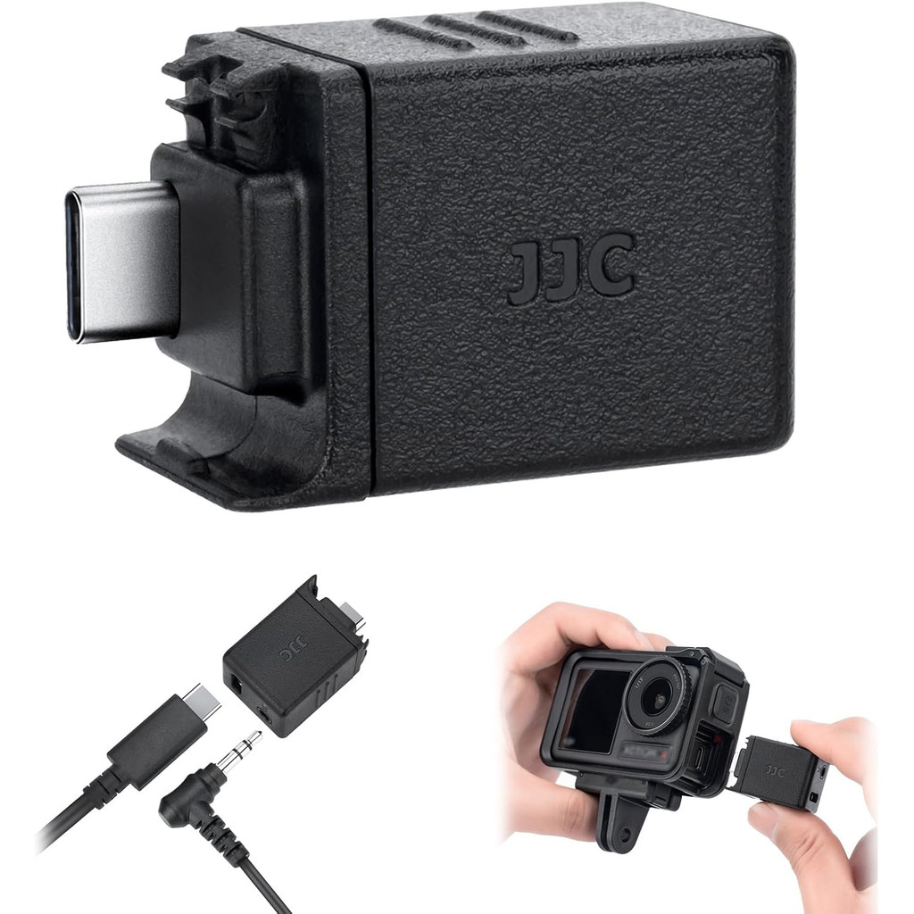 JJC Osmo Action 6 Mic Adapter 3.5mm Audio Mic Adapter for DJI Osmo Action 5 Pro 4 Supports