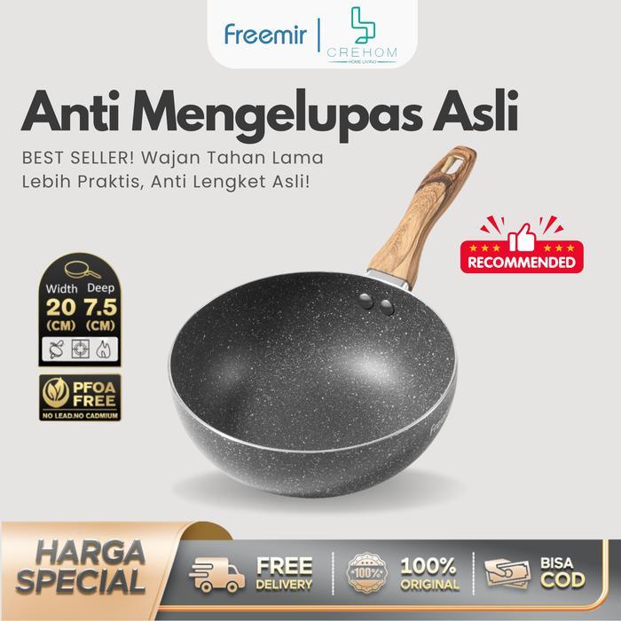 [CREHOM] freemir Wajan Anti Mengelupas Cekung 20 cm Granit Wajan Anti Lengket Asli Wajan Panci