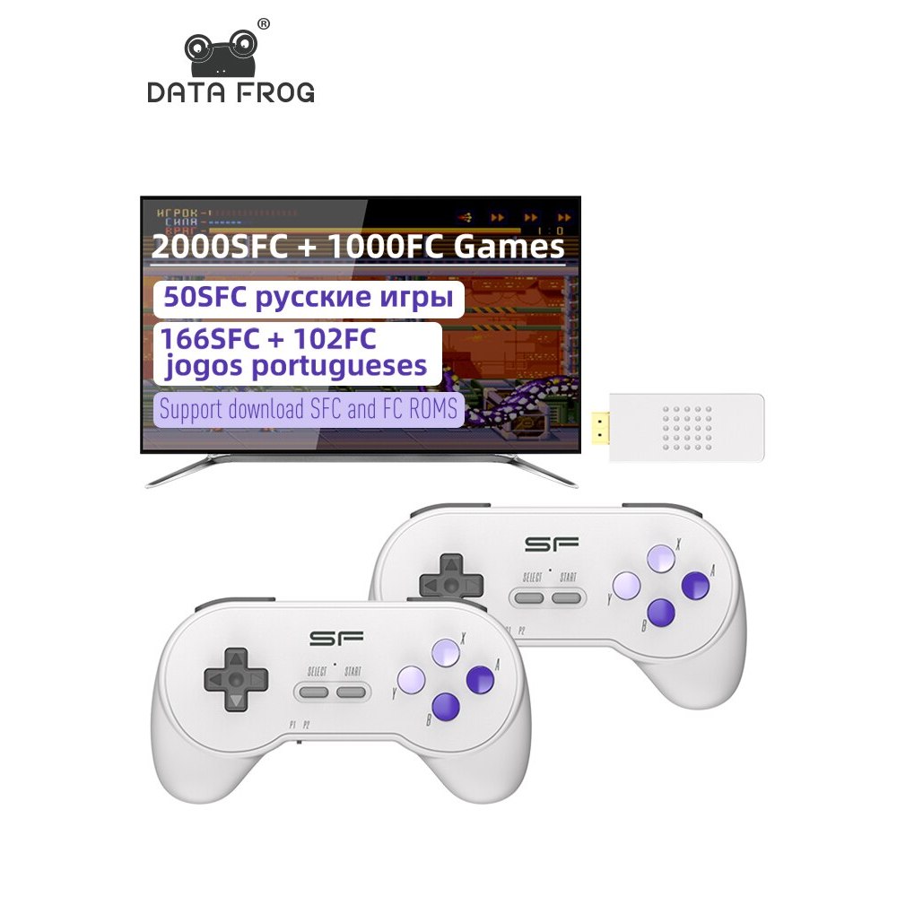 DATA FROG 16 Bit Retro Video Games For Super Classic SNES NES Built in TV Games Dendy Wireless Game 
