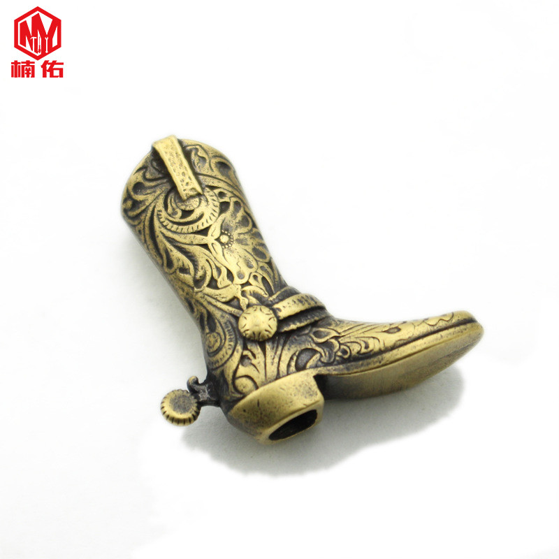 1PC Noble Boots Retro Brass Copper EDC Paracord Beads Lanyard Pendants Knife Beads Umbrella Rope