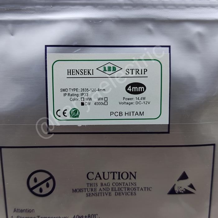 LAMPU LED STRIP SLIM TIPIS 4MM PCB HITAM HENSEKI 2835 12V 120LED