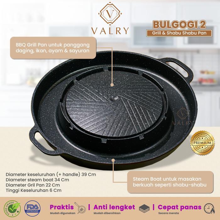 VALRY BULGOGI 2 Grill pan bbq panci shabu shabu pan ALAT PANGGANG ANTI LENGKET Marble granit wajan