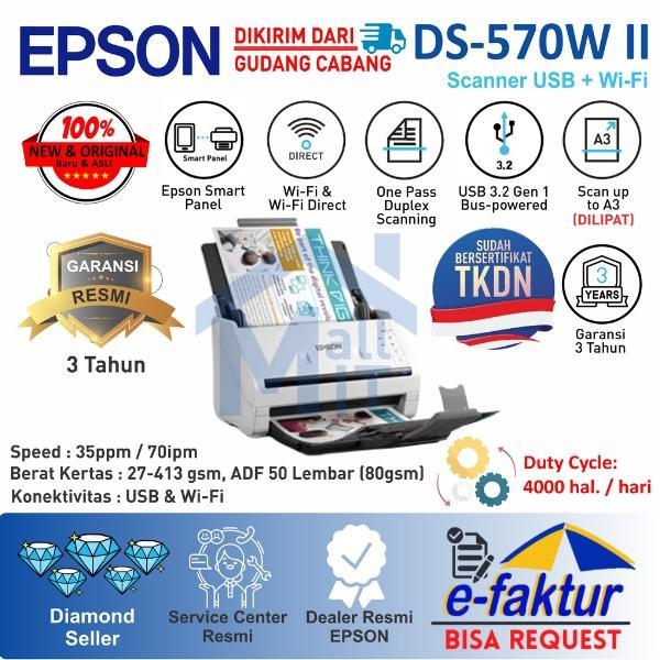 Scanner Epson Workforce Ds-570W Ii Ds570W Ds570W Ii Ds570Wii A3 Wifi