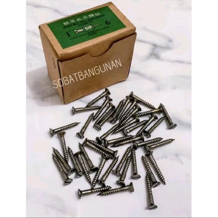 SEKRUP KAYU 1 x 6 merk SIP 144pcs PER BOX / SEKRUP KUAT / SEKRUP TAJAM / SEKRUP ANTI PENYOK