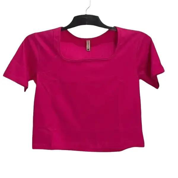 Baju CropTop wanita polos kerah kotak cotton combed 24s Termurah Reall pic Katun Merah Kaos Atasan