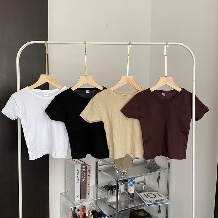 sixstyle gianne - croptop rib basic baby tee outfits hijab baju crop rib knit kaos crop top wanita
