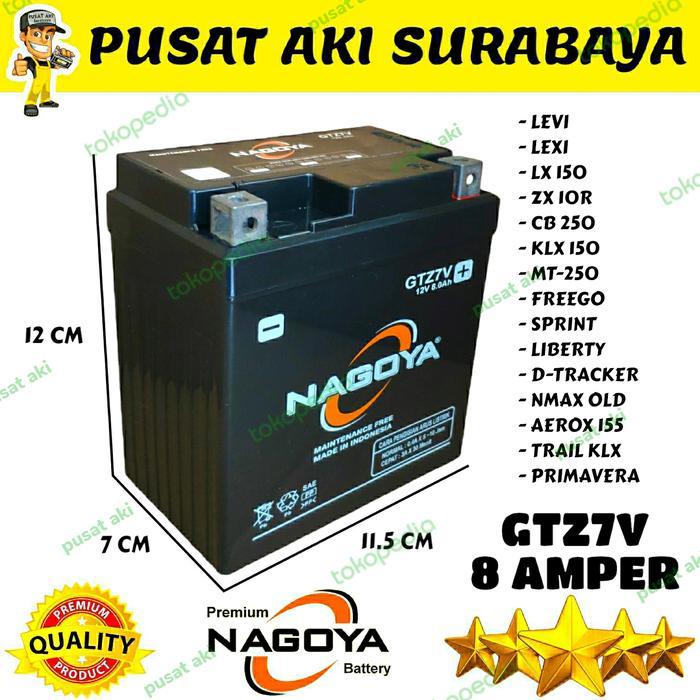 Original Nagoya Gtz7V 8 Amper Accu Kering Motor Nmax Aerox Cbr 250 R25
