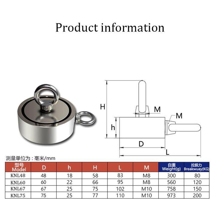 DISCOUNT SUPER STRONG DOUBLE SIDE NEODYMIUM FISHING MAGNETS HOOKS D60MM FISHING SALVAGE MAGNET