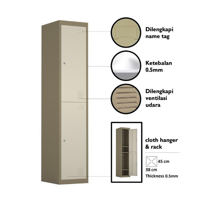 Informa Kiev Loker Besi 2 Pintu - Cokelat Penyimpanan Barang Lemari Arsip Rak Penyimpanan Tempat