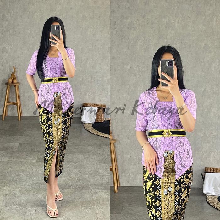 Kebaya Bali Set Brukat Bianca Ungu Lilac #Gratisongkir