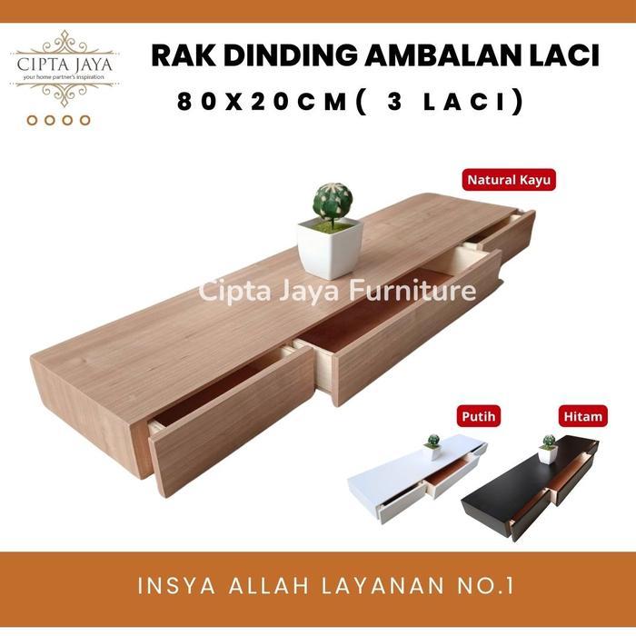 Dection Rak Dinding Ambalan Laci 80 X 20 Cm Meja Rias Kamar 3 Pintu Tempel Dinding Gantung Minimalis