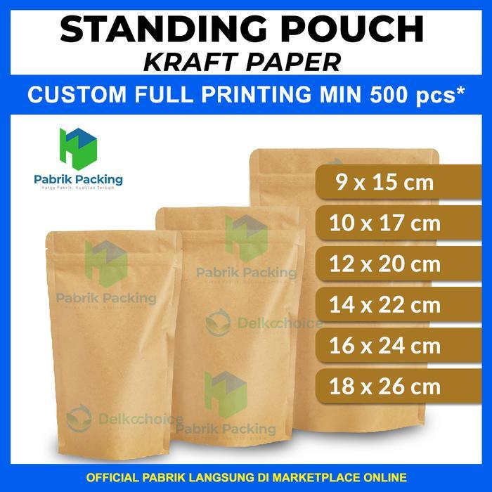 STANDING POUCH KRAFT PAPER NON WINDOW EKONOMIS TERMURAH SATUAN