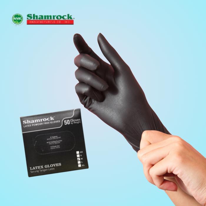 Shamrock Sarung Tangan Medis Latex Non-Powder Isi 50 Pcs Sarung Tangan Karet Tebal Steril Tbk