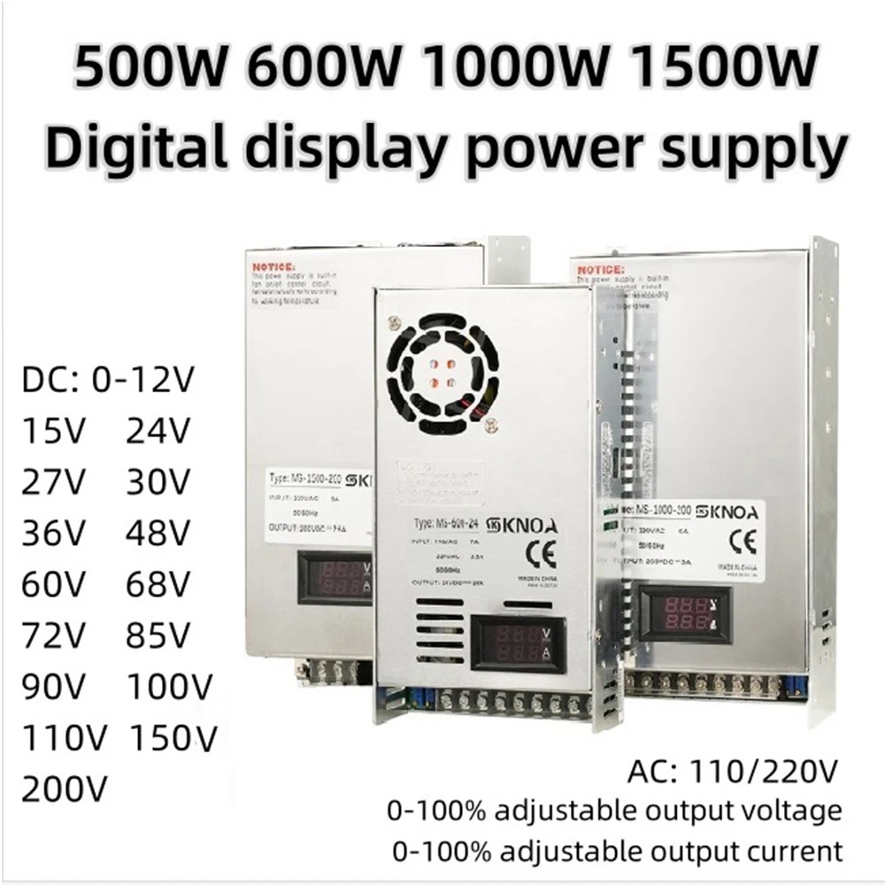 500W 600W 1000W 1500W Digital Display Power Supply Adjustable 12V 15V 24V 36V 48v 68V 72V 85V 110V