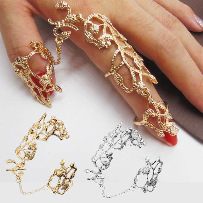 1 Set Cincin Rantai Sambung Cincin Sambung Cincin Ring Wanita Cincin Gaya Korea Cincin Gothic Cincin