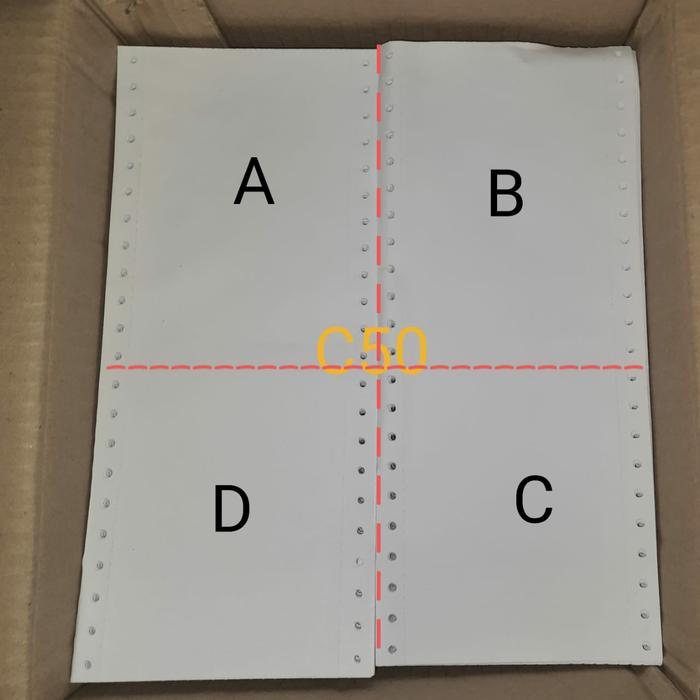 Kertas Komputer Wartel 1 Ply, Continuous Form 1 Ply Wartel, Hvs, Ukuran Dibagi 4 ( Wartel) Eceran